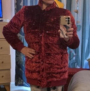 BB Dakota Burgandy / Red Velvet Puffer Jacket